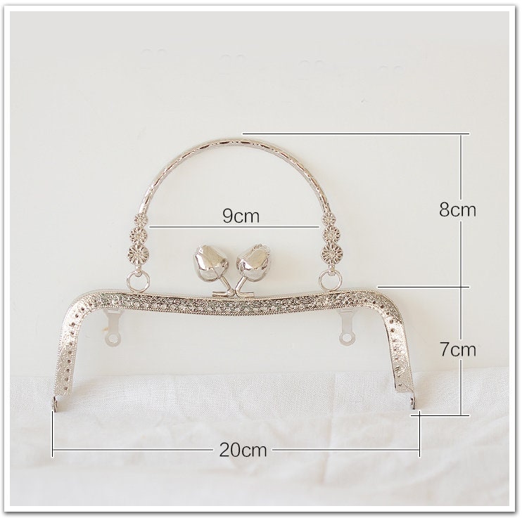Silver Gold Purse Frame Metal Vintage Flowers Snap Clasp For Bag Sewing Clutch Handbag Making Findings Hardware Supply Accessories 20cm