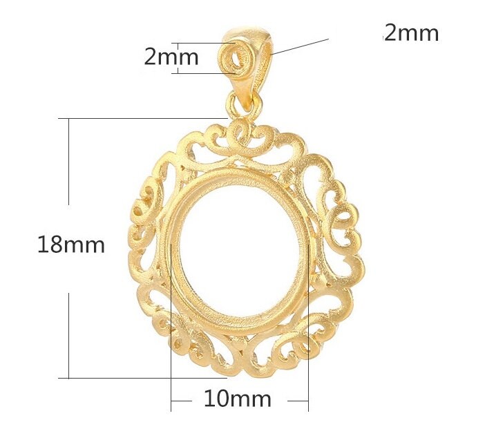 Vintage Flower Round Base Pendant Setting Sterling Silver Gold Fine 925 10x10mm 2x2mm For 2 Stones Gemstones No Prongs DIY Jewelry Wholesale