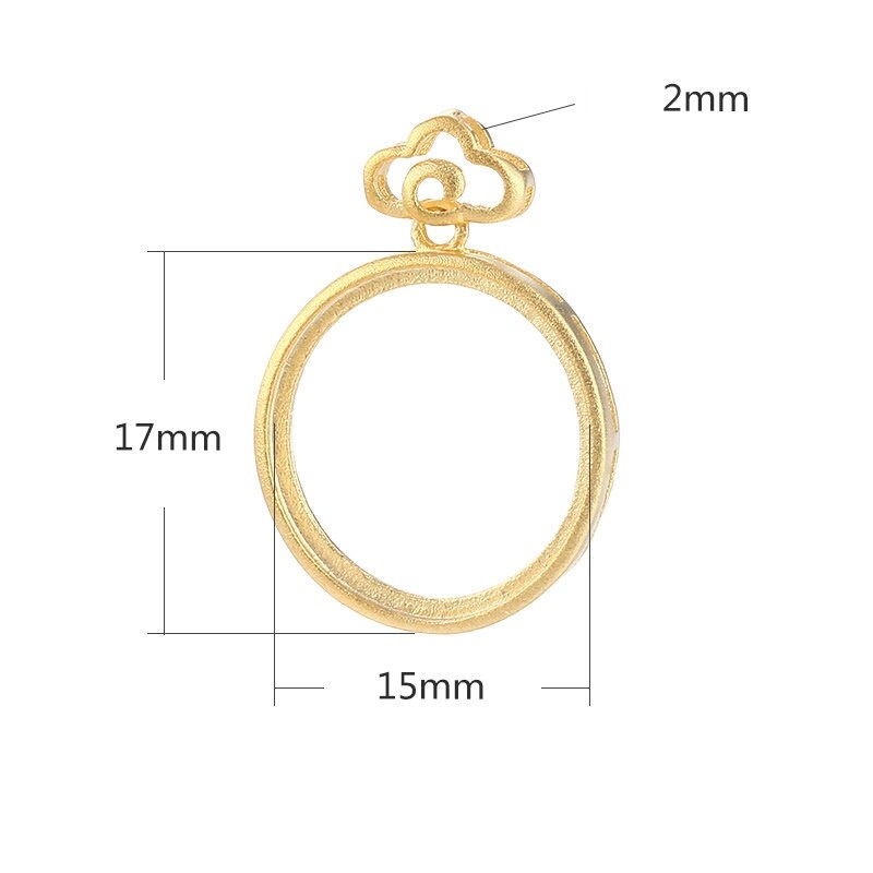 Retro Flower Round Base Pendant Setting Bezel Sterling Silver Gold Fine 925 15x15mm For One Stone Gemstone No Prongs DIY Jewelry Wholesale