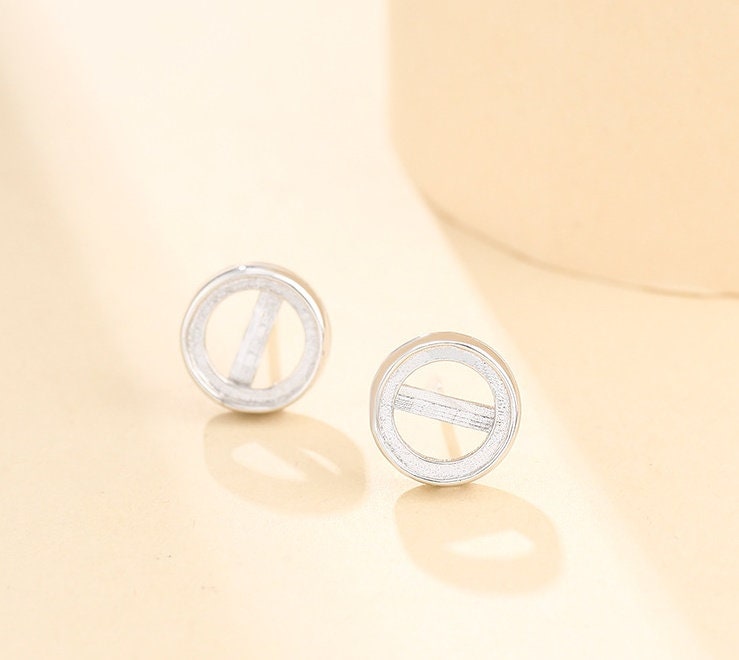 Simple Round Base Stud Earrings Setting Sterling Silver White Gold Fine 925 5-10mm For One Stone Gemstone No Prongs DIY Jewelry Wholesale