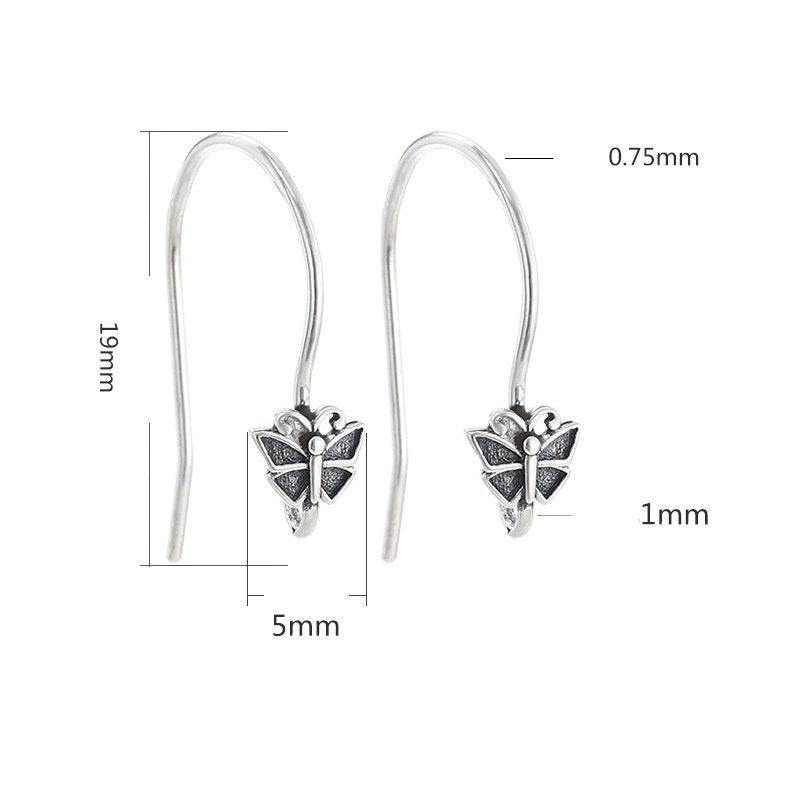 Butterfly Clip Earrings Hook Setting Wholesale Sterling Silver Rose Gold Fine 925 5x19mm For One Stone Pearl Bead No Prongs DIY Jewelry