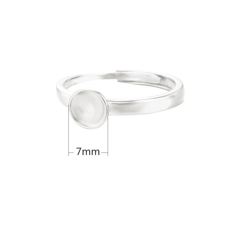 Ring Blank Setting 1pc Sterling Silver 925 Smooth Cup Base Rose Gold Fine 7mm For One Pearl Bead Stone Adjustable No Prongs Wholesale