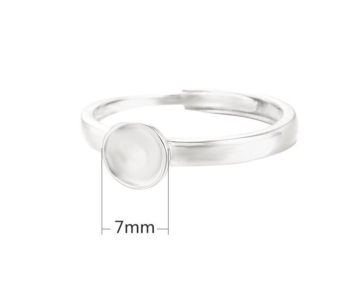 Ring Blank Setting 1pc Sterling Silver 925 Smooth Cup Base Rose Gold Fine 7mm For One Pearl Bead Stone Adjustable No Prongs Wholesale