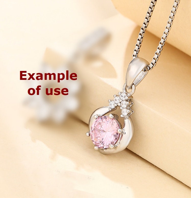 Crystals Round Pendant Setting Base Sterling Silver White Gold Fine 925 6x6mm For One Stone Gemstone Six Prongs DIY Jewelry Wholesale