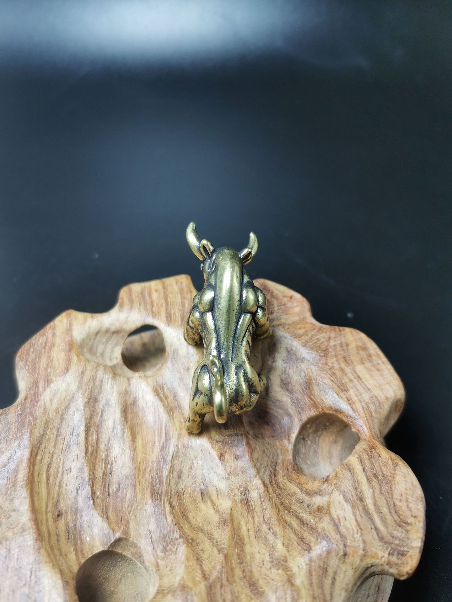 Solid Brass Old Fighting Bull Mini Figurine Concho Pendant Charm Decor Miniature Figure Keyfob Antique Color Accessories For DIY Handmade