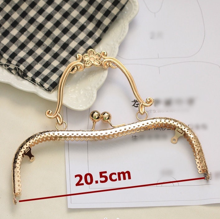 Gold Bronze Purse Frame Metal Vintage Pattern Snap Clasp For Bag Sewing Clutch Handbag Making Findings Hardware Supply Accessories 20.5cm