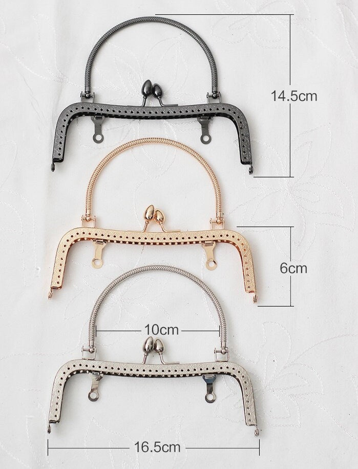 Silver Gold Black Purse Frame Metal Vintage Snap Clasp For Bag Sewing Clutch Handbag Making Findings Hardware Supply Accessories 16.5cm