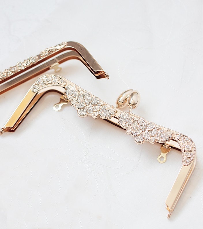 Gold Purse Frame Metal Vintage Flowers Pattern Snap Clasp For Bag Sewing Clutch Handbag Making Findings Hardware Supply Accessories 20.5cm