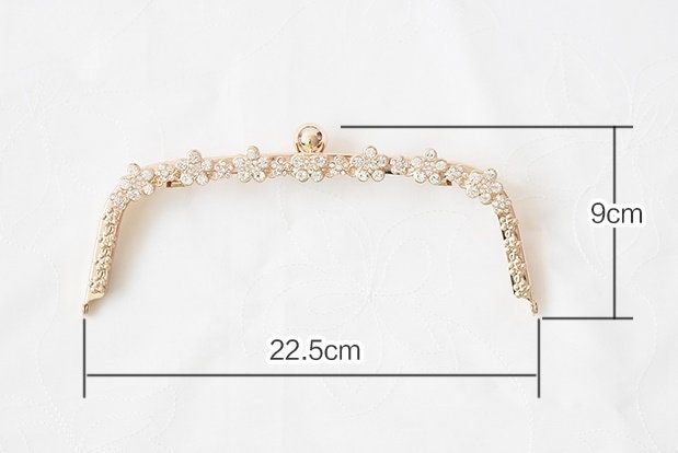 Gold Purse Frame Metal Vintage Flowers Pattern Snap Clasp For Bag Sewing Clutch Handbag Making Findings Hardware Supply Accessories 22.5cm