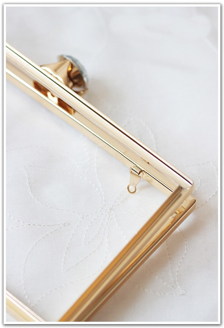 Gold Purse Frame 22cm 1pc Metal Vintage Pattern Diamond Snap Clasp For Bag Sewing Clutch Handbag Making Findings