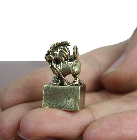 Solid Brass Old Dragon Zodiac Mini Figurine Concho Pendant Charm Decor Miniature Figure Keyfob Antique Color Accessories For DIY Handmade