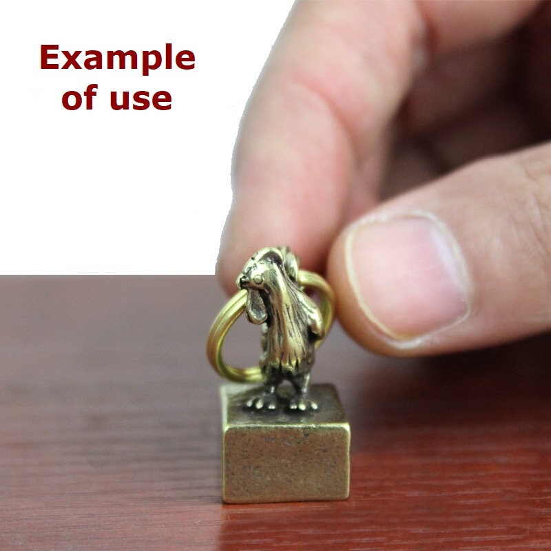 Solid Brass Old Chicken Zodiac Mini Figurine Concho Pendant Charm Decor Miniature Figure Keyfob Antique Color Accessories For DIY Handmade