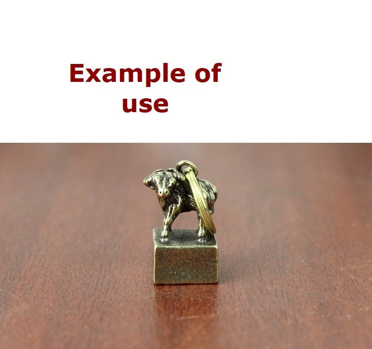 Solid Brass Ox Buffalo Zodiac Mini Figurine Concho Pendant Charm Decor Miniature Figure Keyfob Antique Color Accessories For DIY Handmade