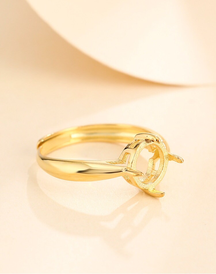 Ring Blank Setting 1pc Sterling Silver 925 18k Gold Vermeil Adjustable Round Bezel Base 3-15mm Wholesale