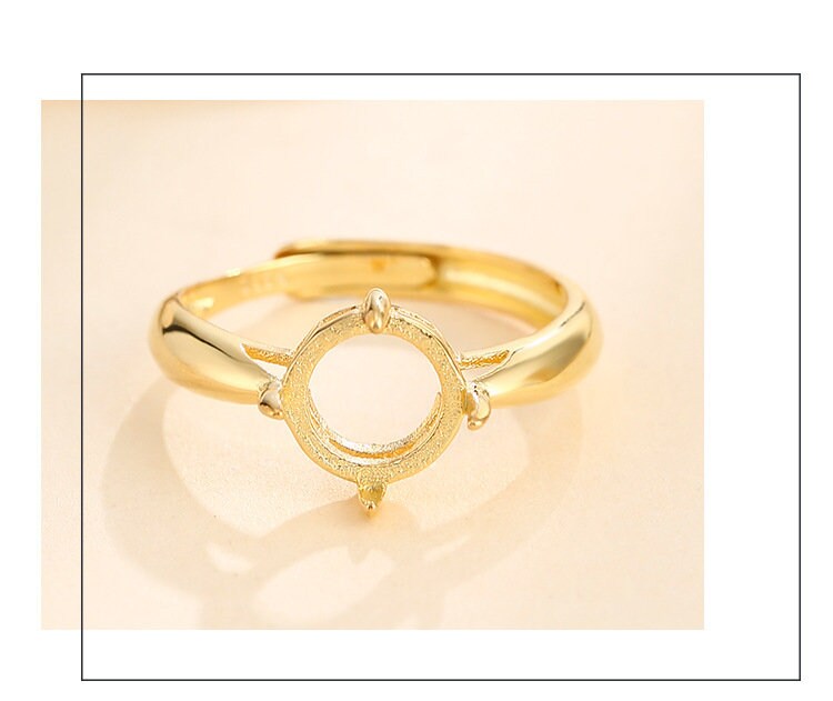 Ring Blank Setting 1pc Sterling Silver 925 18k Gold Vermeil Adjustable Round Bezel Base 3-15mm Wholesale