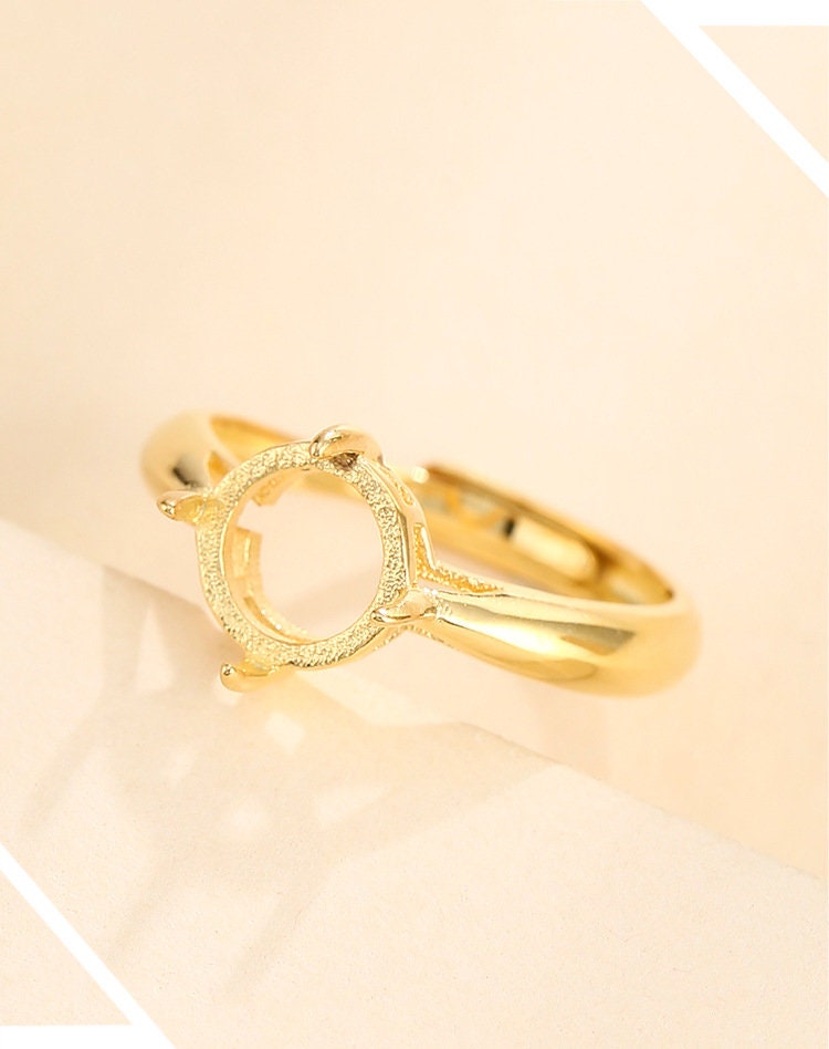 Ring Blank Setting 1pc Sterling Silver 925 5pcs Simple Round Base Gold Fine 3-15mm One Stone Adjustable Four Prongs Wholesale