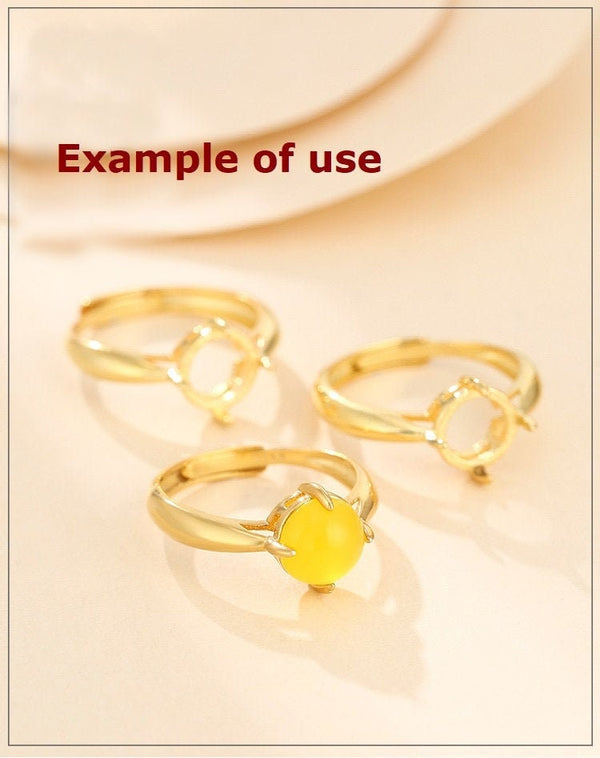 Ring Blank Setting 1pc Sterling Silver 925 5pcs Simple Round Base Gold Fine 3-15mm One Stone Adjustable Four Prongs Wholesale