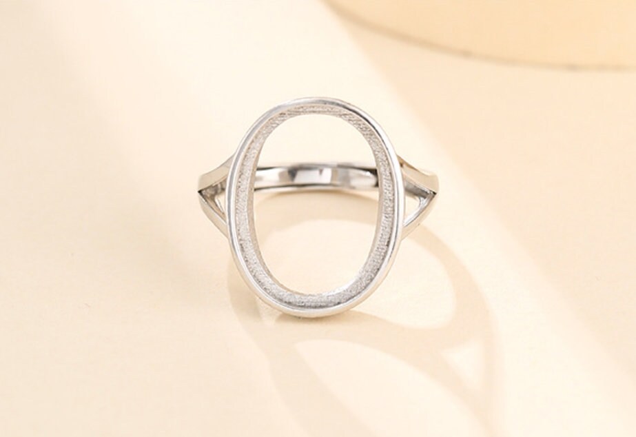 Ring Blank Setting 1pc Sterling Silver 925 Simple Oval Retro White Gold Fine 3-22mm For One Stone Gemstone Adjustable No Prongs Wholesale