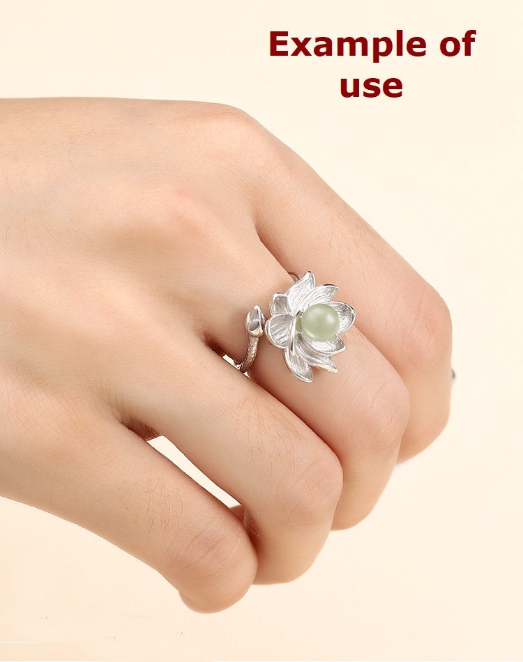 Ring Blank Setting 1pc Sterling Silver 925 Lotus Flower Pin Base White Gold Fine 6-10mm For One Pearl Bead Adjustable No Prongs Wholesale