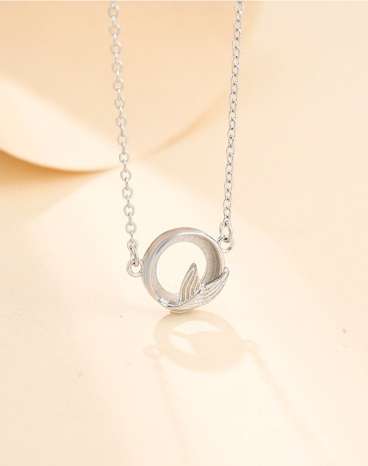 Fishtail Round Pendant Setting Base Sterling Silver White Gold Fine 925 8x8mm For One Stone Gemstone No Prongs DIY Jewelry Wholesale