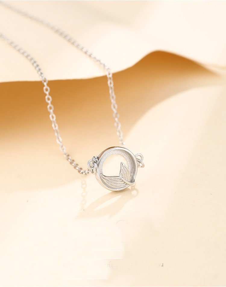 Fishtail Round Pendant Setting Base Sterling Silver White Gold Fine 925 8x8mm For One Stone Gemstone No Prongs DIY Jewelry Wholesale