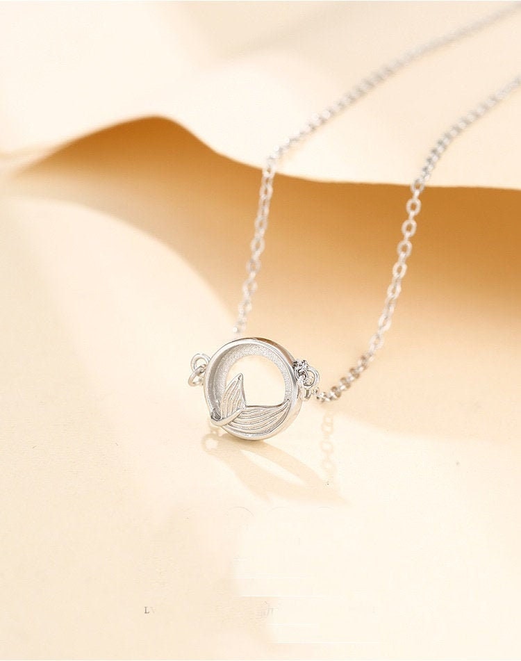 Fishtail Round Pendant Setting Base Sterling Silver White Gold Fine 925 8x8mm For One Stone Gemstone No Prongs DIY Jewelry Wholesale