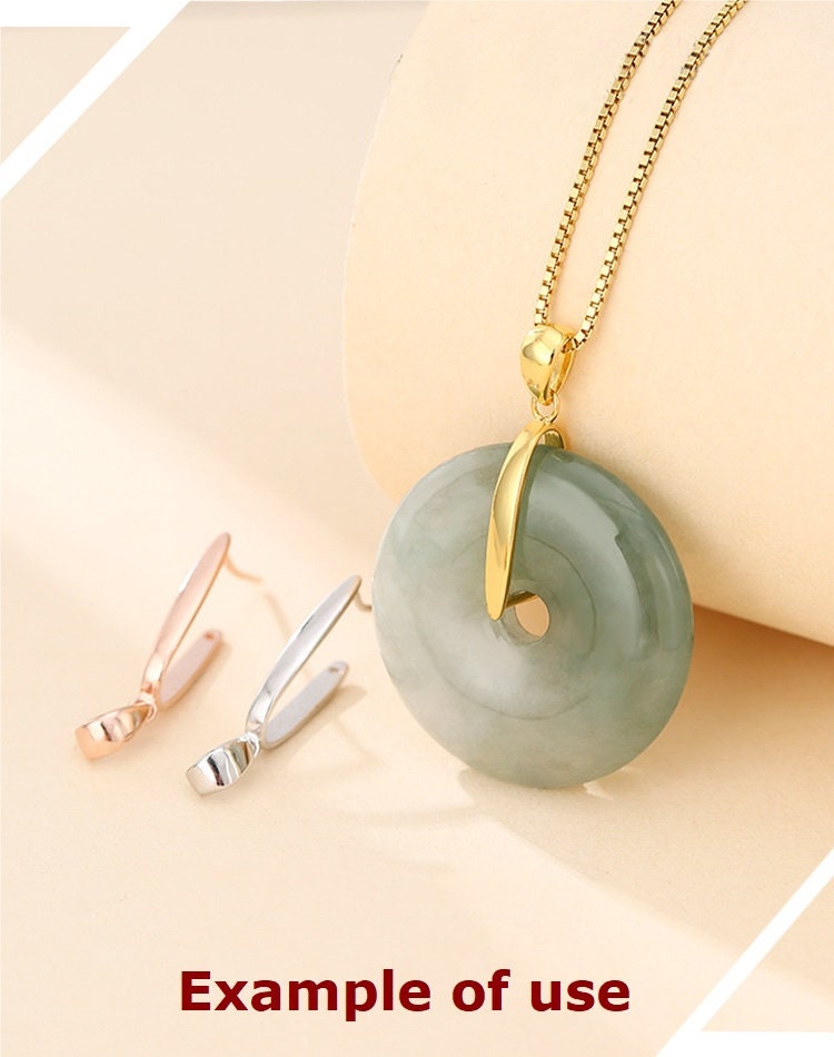 Smooth Donut Bead Pinch Bail Pendant Necklace Setting Sterling Silver White Rose Gold Fine 925 7x13mm One Buckle Clip DIY Jewelry Wholesale