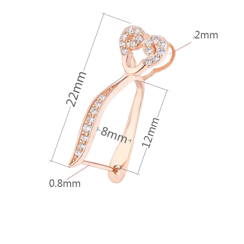 Crystals Heart Buckle Clip Pendant Setting Sterling Silver Rose Gold Fine 925 8x12mm For One Donut Bead No Prongs DIY Jewelry Wholesale