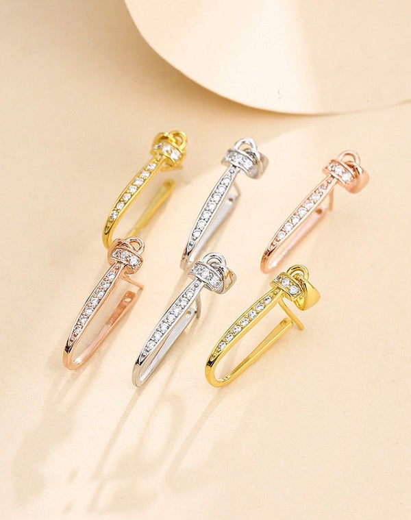 Crystals Hook Buckle Clip Pendant Setting Sterling Silver Rose Gold Fine 925 7x13mm For One Donut Bead No Prongs DIY Jewelry Wholesale