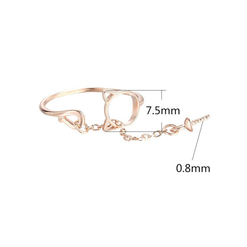 Ring Blank Setting 1pc Sterling Silver 925 Cat Ears Pin Base Rose Gold Adjustable Fine 7.5mm For One Pearl Bead No Prongs Wholesale