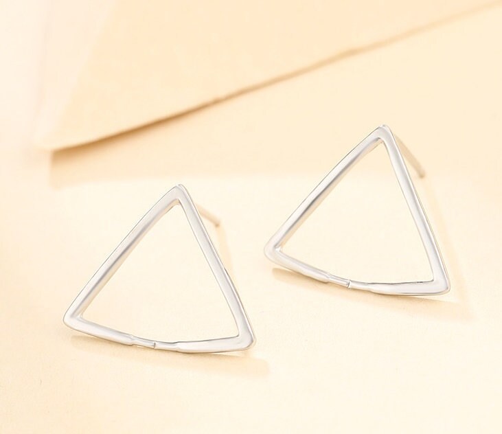 Triangle Clip Buckle Earrings Stud Setting Sterling Silver White Gold Bezel Fine 925 8-10mm For One Pearl No Prongs DIY Jewelry Wholesale