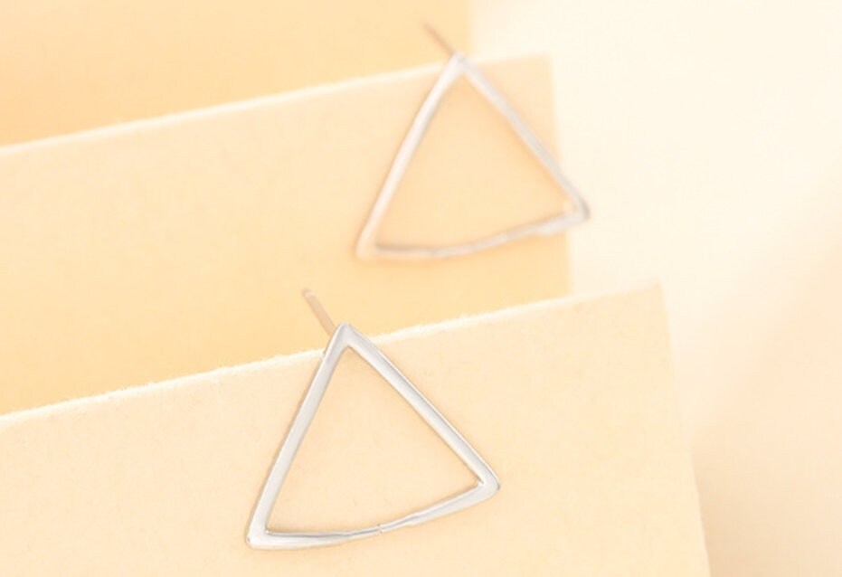 Triangle Clip Buckle Earrings Stud Setting Sterling Silver White Gold Bezel Fine 925 8-10mm For One Pearl No Prongs DIY Jewelry Wholesale