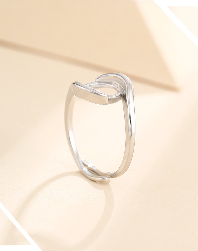 Ring Blank Setting 1pc Sterling Silver 925 Smooth Round Oval Base White Gold Fine 3-15mm For One Stone Adjustable No Prongs Wholesale