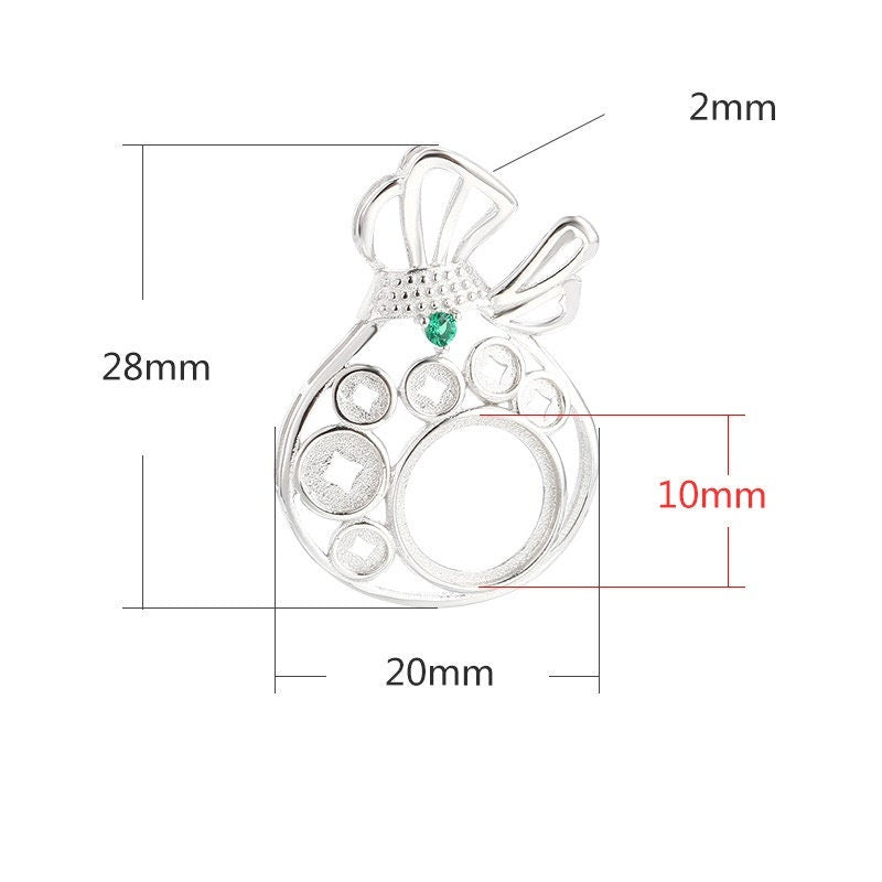 Gift Bag Oval Base Pendant Setting Bezel Sterling Silver Rose Gold Fine 925 10x10mm For One Stone Gemstone No Prongs DIY Jewelry Wholesale