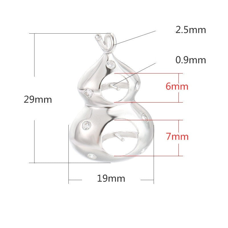 Pumpkin Round Pin Base Pendant Setting Bezel Sterling Silver Rose Gold Fine 925 6-7mm For Two Pearls Beads No Prongs DIY Jewelry Wholesale