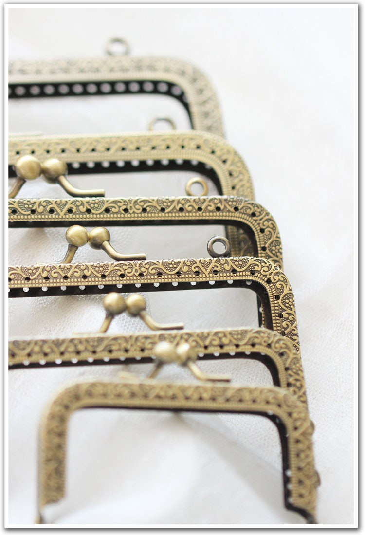 Purse Frame 2 1/2 - 8 Inches 6-20cm Antique Bronze Metal Vintage Pattern Snap Clasp Bag Sewing Clutch Handbag Making Hardware Accessories