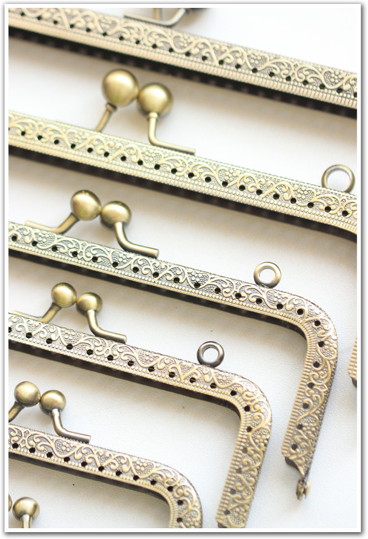 Purse Frame 2 1/2 - 8 Inches 6-20cm Antique Bronze Metal Vintage Pattern Snap Clasp Bag Sewing Clutch Handbag Making Hardware Accessories