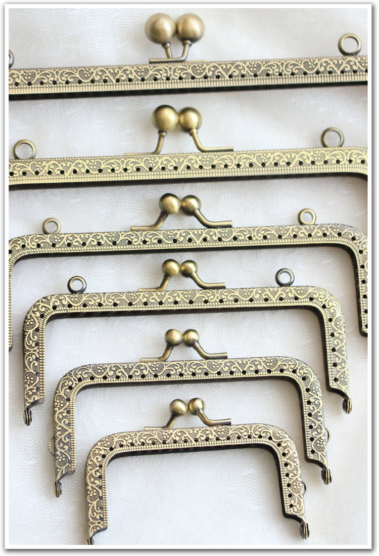 Purse Frame 2 1/2 - 8 Inches 6-20cm Antique Bronze Metal Vintage Pattern Snap Clasp Bag Sewing Clutch Handbag Making Hardware Accessories