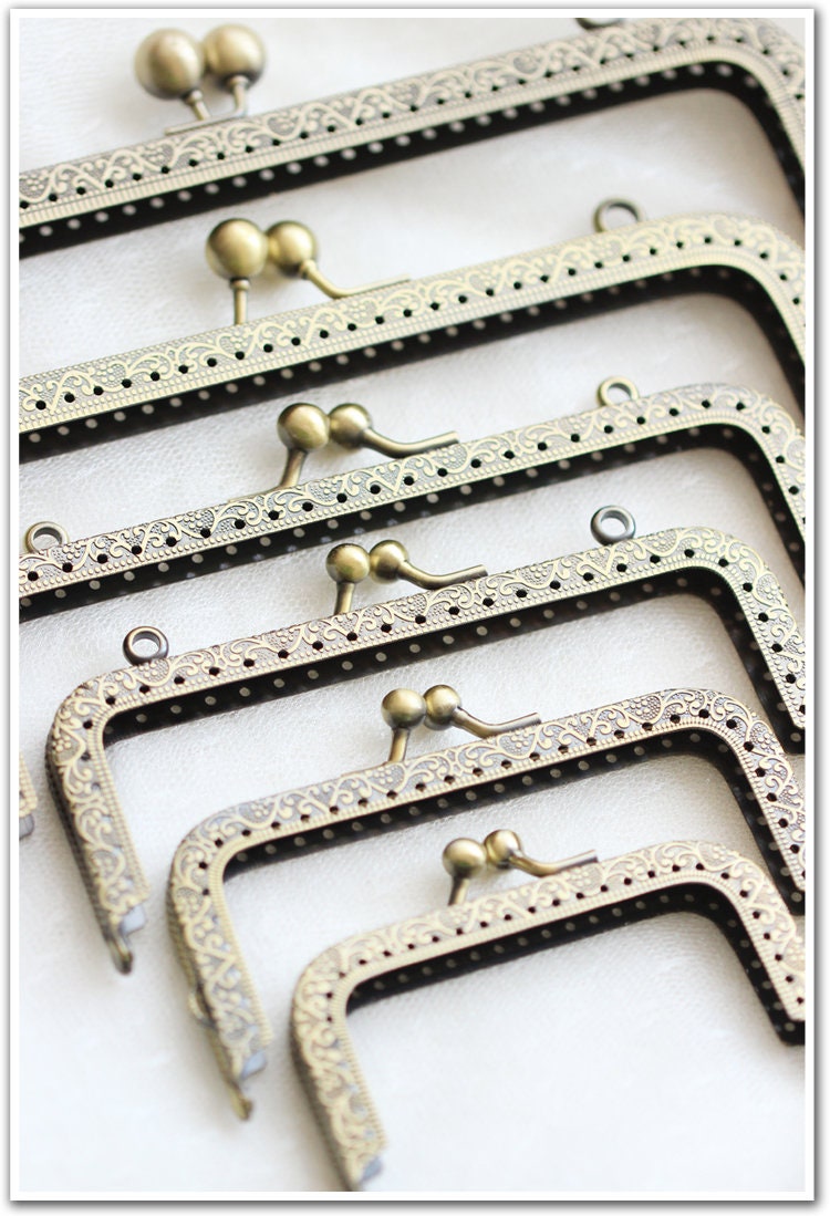 Purse Frame 2 1/2 - 8 Inches 6-20cm Antique Bronze Metal Vintage Pattern Snap Clasp Bag Sewing Clutch Handbag Making Hardware Accessories