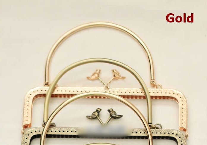 Gold Purse Frame Metal Vintage Pattern Birds Snap Clasp For Bag Sewing Clutch Handbag Making Findings Hardware Supply Accessories 20.5cm