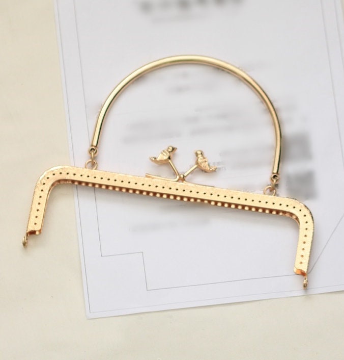 Gold Purse Frame Metal Vintage Pattern Birds Snap Clasp For Bag Sewing Clutch Handbag Making Findings Hardware Supply Accessories 20.5cm