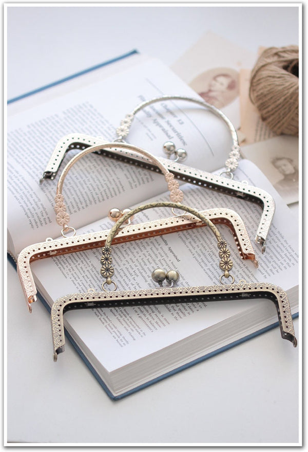 Bronze Black Silver Purse Frame Metal Vintage Snap Clasp For Bag Sewing Clutch Handbag Making Findings Hardware Supply Accessories 20.5cm