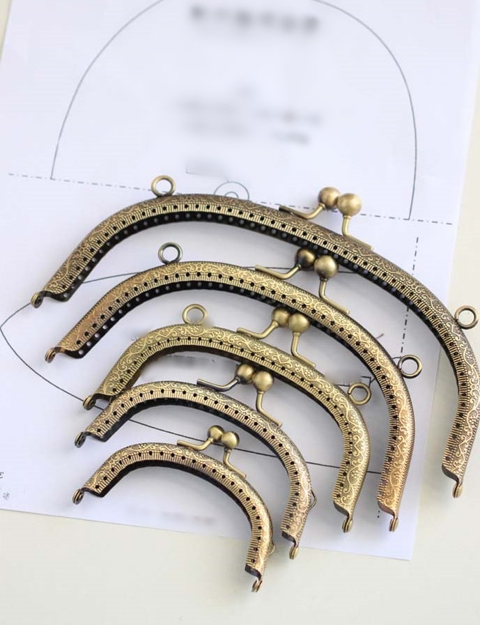 Bronze Arch Purse Frame Metal Vintage Pattern Snap Clasp For Bag Sewing Clutch Handbag Making Findings Hardware Supply Accessories 8-20cm