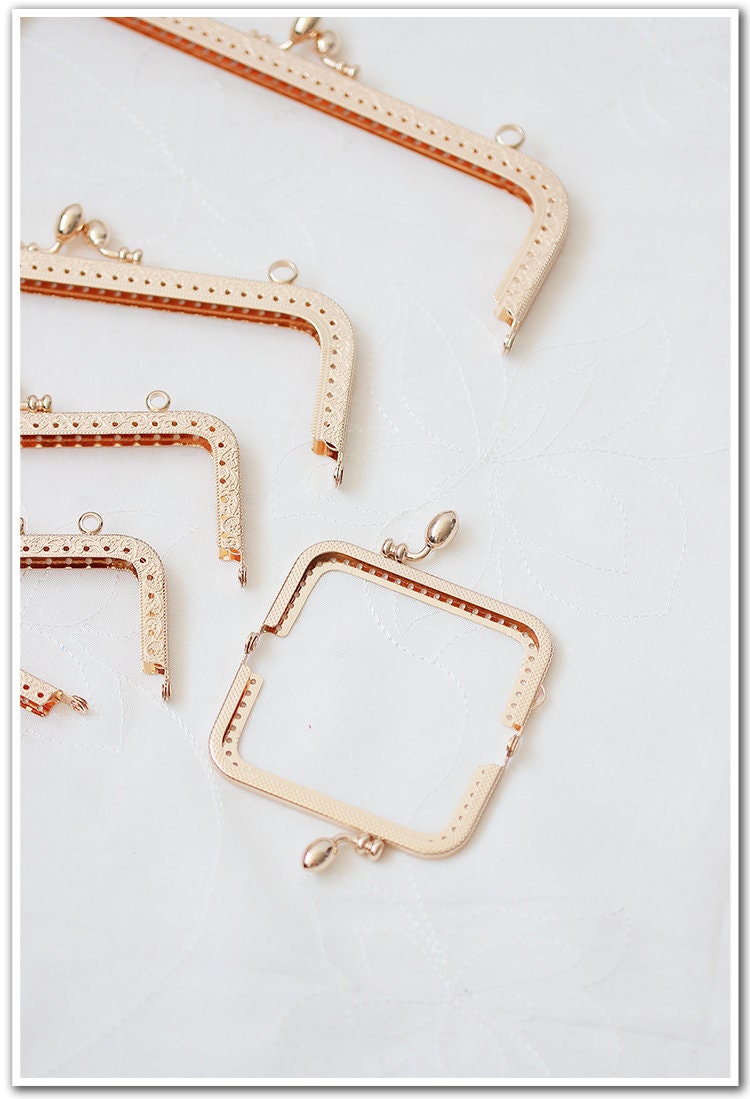 Rose Gold Purse Frame Metal Vintage Pattern Snap Clasp For Bag Sewing Clutch Handbag Making Findings Hardware Supply Accessories 8-20cm