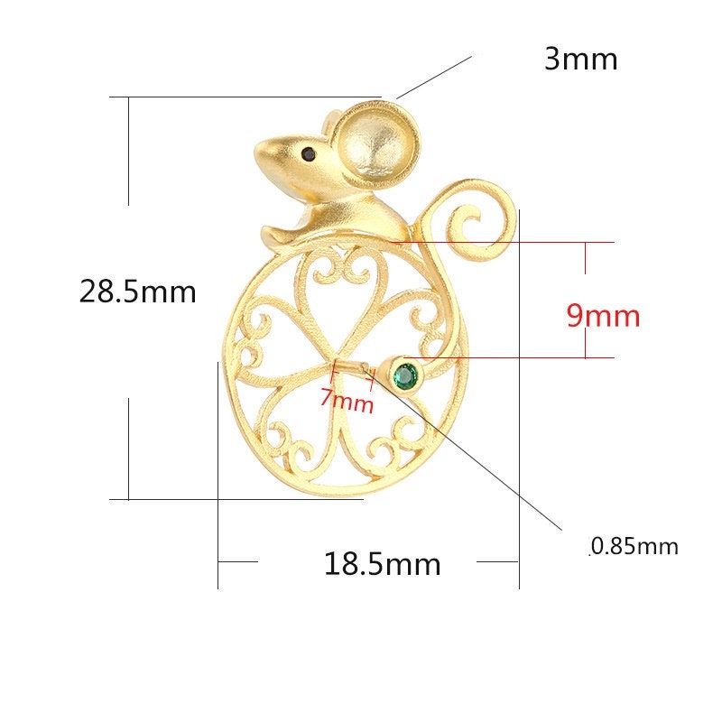 Mouse Wheel Buckle Clip Pendant Setting Sterling Silver Rose Gold Fine 925 7x9mm For One Donut Bead No Prongs DIY Jewelry Wholesale