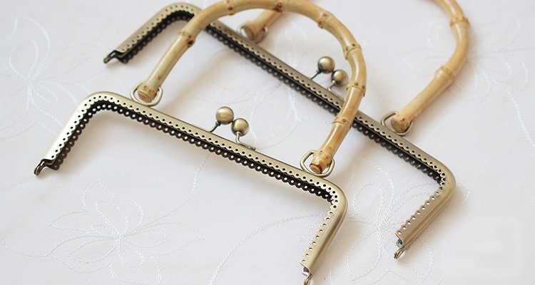 Bronze Bamboo Purse Frame Metal Vintage Pattern Snap Clasp For Bag Sewing Clutch Handbag Making Findings Hardware Supply Accessories 20-26cm