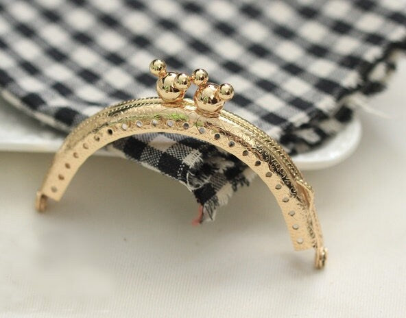 Gold Purse Frame Metal Vintage Pattern Snap Mouse Clasp For Bag Sewing Clutch Handbag Making Findings Hardware Supply Accessories 8.5cm