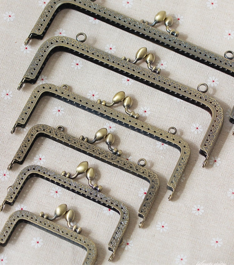 Antique Bronze Purse Frame Metal Vintage Pattern Snap Clasp For Bag Sewing Clutch Handbag Making Findings Hardware Supply Accessories 8-20cm