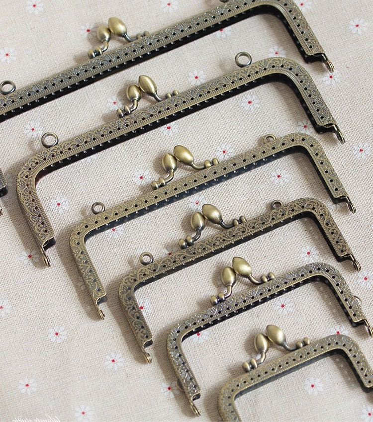 Antique Bronze Purse Frame Metal Vintage Pattern Snap Clasp For Bag Sewing Clutch Handbag Making Findings Hardware Supply Accessories 8-20cm