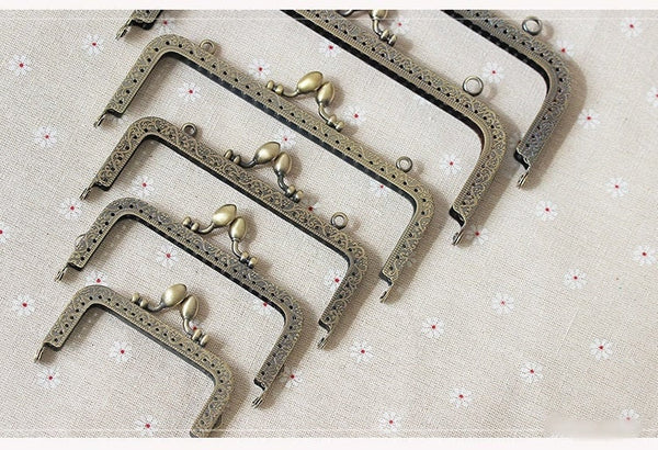 Antique Bronze Purse Frame Metal Vintage Pattern Snap Clasp For Bag Sewing Clutch Handbag Making Findings Hardware Supply Accessories 8-20cm